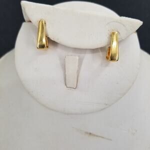 Vintage Golden Triangular Post Hoops Wrap Around Earlobe Earrings